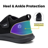 FitVille Diabetic Shoes for Men Extra Wide Slip-on Shoes for Swollen Feet Adjustable Walking Shoes for Elderly Foot Pain Relief Neuropathy - EasyTop Wings Black