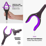 Ruizzrlhb Grabber Reacher Tool 32 Inch 2-Pack with Strong Grip Magnetic,Trash Picker Grabber 360°Rotating Anti-Slip Jaw for Elderly,Trash Claw Grabber Mobility Aid Reaching Assist Tool,Purple