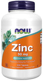 NOW Foods, Zinc (Zinc Gluconate) 50 mg, Supports Enzyme Functions*, Immune Support*, 500 Tablets