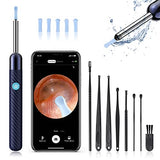 Ear Wax Removal - Earwax Remover Tool with 8 Pcs Ear Set - Ear Cleaner with Camera - Earwax Removal Kit with Light - Ear Camera with 6 Ear Spoon - Ear Cleaner for iOS & Android (Blue)