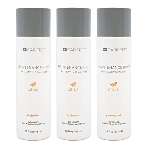 CariFree Maintenance Rinse (Citrus): Fluoride Mouthwash | Dentist Recommended Anti-Cavity Oral Care | Xylitol | Neutralizes pH | Freshen Breath | Cavity Prevention | Alcohol Free (3-Pack)