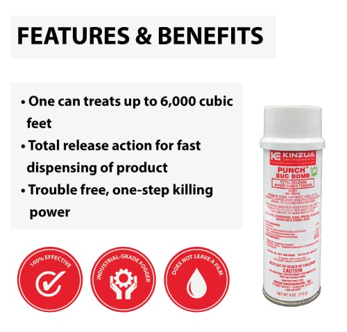 Punch Bug Bomb (3-Pack) | 100% Kills Mosquitoes, Cockroaches, Fleas, Ants, Houseflies & More | Commercial-Grade Fogger | Easy-to-Use | Non-Staining, Water-Base Formula (6 oz Each)