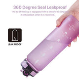 EYQ 32 oz Water Bottle with Time Marker, Carry Strap, Leak-Proof Tritan BPA-Free, Ensure You Drink Enough Water for Fitness, Gym, Camping, Outdoor Sports (Light Purple)