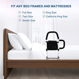 HEPO Bed Rails for Elderly Adults Safety with Motion Sensor Light & Double Foamed Grab Bars, Bed Rail with Storage Bag for Fall Prevention, Fit King, Queen, Full, Twin Bed, Getting in & Out of Bed