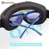 Karsaer Ski Goggles Anti-Fog Snow Goggles OTG 100% UV Protection Snowboard Goggles Bendable Dual-Lenses for Men Women Youth