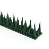 BUGG OFF - Bird & Rodent Spikes, Unique Spike Pattern effecitviely deteres Pesky Pigeons, Squirrels, Raccoons. Installs on Fences, Gates, Roofs, Walls and More! (15 Feet, Green Plastic)