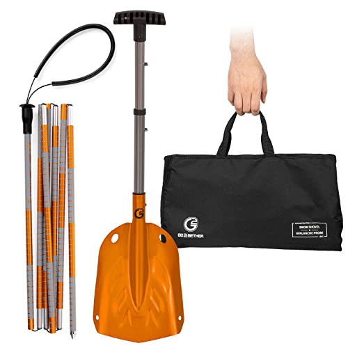 G2 Avalance Kit: Lightweight Aluminum Alloy Snow Shovel with Snow Probe and Storage Bag, Folding Design, Easy to Storage and Carry (Orange)
