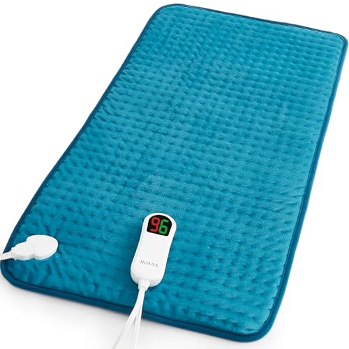 Full Body Heating Pad for Back Pain Relief & Cramps - King Size Heat pad 17" x 33" with 10 Heat Settings 6 Timer Auto Shut Off - Upgrade Hot Pad Washable （Dark Blue）