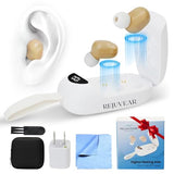 Rechargeable Hearing Aids for Seniors & Adults, 2023 New Upgraded REJUVEAR Sound Amplifiers with Noise Canceling, No Squealing, Invisible & Portable Charging Case, LED Power Display, Bluetooth Pairing