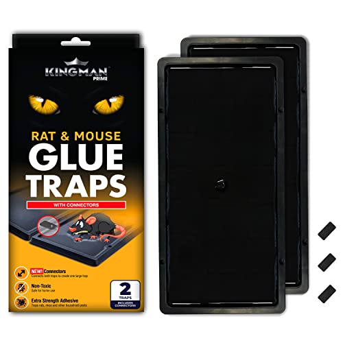 Kingman Prime Rat Mouse Rodent Pest Glue Trap (Large Size) Tray Heavy Duty (5 Pack/ 10 Traps) with Connectors