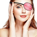 3 Pieces Silk Eye Patch Elastic Lazy Eye Patch Adult Adjustable Single Eye Patch with Elastic Strap (Black, Champagne, Peach)