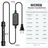 NICREW Aquarium Heater 100W, Temperature Adjustable Fish Tank Heater with Controller for 10-20 Gallon, Overheat Protection