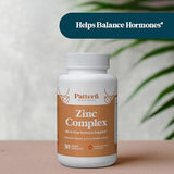 Pattern Wellness Zinc Complex Supplement - High Absorption Zinc Supplement with Vitamin C, Probiotics, and Other Plant-Based Ingredients - All-in-One Immune Support - 3rd Party Lab - 30 Vegan Capsules