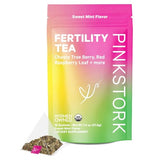 Pink Stork Fertility Tea for Conception and Hormone Balance with Organic Mint, Vitex, and Red Raspberry Leaf, Caffeine Free - Sweet Mint, 15 Sachets