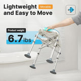 HEAO Padded Shower Chair 400lbs with Large Seat, Heavy Duty Shower Stool with Extra Rubber Tips, Adjustable Tool-Free Bathroom Shower Seat for Handicap, Disabled, Seniors & Adults