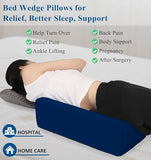 Jacobable Bed Wedge Pillow for Side Sleeping Sponge Filled Body Positioning Triangle Pillow Suitable for Pregnancy and Surgery Prevent Bed Sore for Leg and Back Support with Pillow Case (Dark Blue)