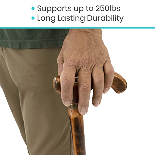 Vive Wooden Walking Stick Cane - for Men, Women, & Seniors - 36 Inch Single Point Rubber Tip with Willow Handle - Ergonomic Grip for Balance & Stability - Lightweight Elderly Assistance Product