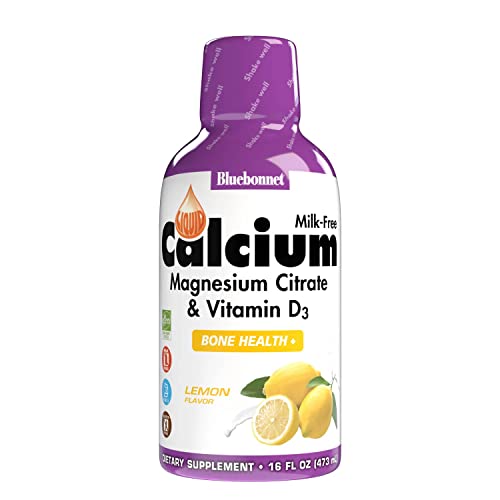 Bluebonnet Nutrition Liquid Calcium Citrate Magnesium Citrate, Vitamin D3, Bone Health, Gluten Free, Soy free, milk free, kosher, 32 Servings, Lemon Flavor, 16 Fl Oz (Pack of 1)