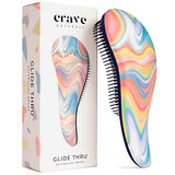 Crave Naturals Glide Thru Detangling Brush for Adults & Kids Hair - Detangler Natural, Curly, Straight, Wet, Dry Hairbrush Men&Women, Little Girl Accessories, Soft Hazy Swirl