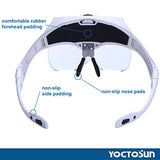 YOCTOSUN Magnifying Glasses with Light, Head Mount Magnifier with 5 Lenses, Headband, Storage Case, Hands Free LED Lighted Head Magnifying Visor for Close Work Hobby Crafts