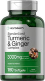 Horbaach Turmeric & Ginger Supplement – 3000mg with Black Pepper Extract – Non-GMO, Gluten-Free – 180 Softgels