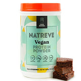 Natreve Vegan Protein Powder - 25g Plant Based Protein Powder with Probiotics and Amino Acids - Gluten Free Fudge Brownie, 18 Servings