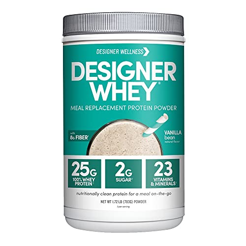 Designer Wellness, Designer Whey Protein Meal Powder with Vitamins, Minerals, and Organic Superfood Complex Carbs, Non GMO, Vanilla Bean, 1.72 Pound