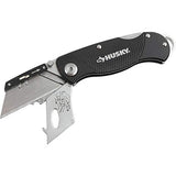 Husky 21113 Folding Sure-Grip Lock Back Utility Knife w/ 10 Disposable Blades Included (Colors Vary)