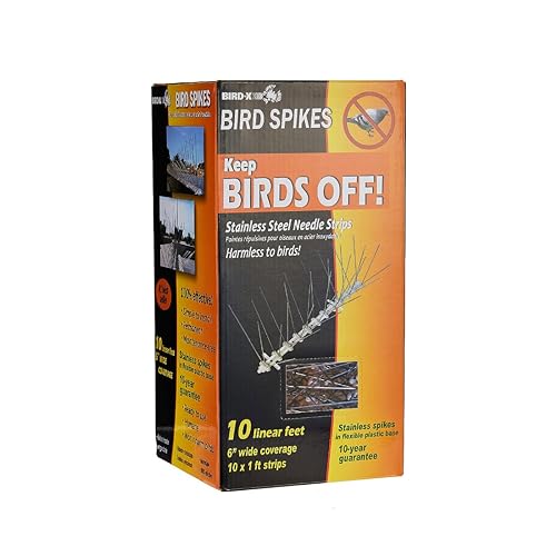 Bird-X (STS-10-R) STAINLESS STEEL SPIKES-10' Standard, 10 feet, Silver