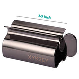 Toothpaste Tube Squeezer - Set of 3 Toothpaste Squeezer Rollers, Metal Toothpaste Tube Wringer Seat Holder Stand XYKEEY (Black)