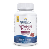 Nordic Naturals Vitamin D3 + K2 Gummies, Pomegranate - 60 Gummies - 1000 IU Vitamin D3 + 45 mcg Vitamin K2 - Great Taste - Bone Health, Promotes Healthy Muscle Function - Non-GMO - 60 Servings