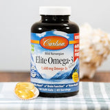 Carlson - Elite Omega-3 Gems, 1600 mg Omega-3 Fatty Acids Including EPA and DHA, Norwegian, Wild-Caught Fish Oil Supplement, Sustainably Sourced Omega 3 Fish Oil Capsules, Lemon, 130 Softgels