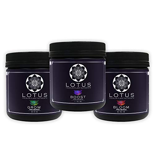 Lotus Nutrients Starter Kit (Bloom, Boost, and Grow) - Most Advanced Plant Nutrients and Bloom Booster - Powder Plant Fertilizer for Soil, Coco Coir, Hydroponics - Plant Food for Any Medium