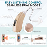 Hionec Hearing Aids for Seniors Rechargeable w/Noise Cancelling - Clear Sound & Whistle-Free | Comfort with Removable Sound Tube | 20Hr Digital Hearing Aid w/Dual Microphone +2 Program