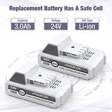 C D H 2 Packs 24V 3000mAh Replacement Battery for Snow Joe+Sun Joe 24V Lithium-iON Battery Series 24BAT-LTX/LTW/LTE/LT/XR EcoSharp Pro