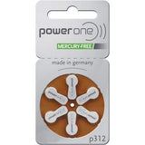 Power One Mercury Free Size 312, 3 Pack (60 Batteries)