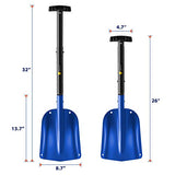 ORIENTOOLS Aluminum Snow Shovel 3 Piece Collapsible Snow Shovel with Extendable Handle 26-32 Inch, Portable Lightweight Sport Utility Shovel for Cars, Camping, Garden, Snowmobiles and Mud (8.7" Blade)