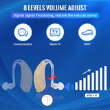 ARPTUR Hearing Aid for Seniors and Adults, BTE 16-Channel Digital Hearing Amplifier with Volume Adjustment and Noise Reduction, 120hr Battery Life, One Fits Both Ears (pair)