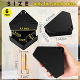 6 Pcs Mice Station with Keys Mouse Bait Stations Waterproof Mice Stations Outdoor Mice Traps Bait Boxes for Mice Indoor Outdoor, Bait Not Included, Suitable for Small Mice (Black)