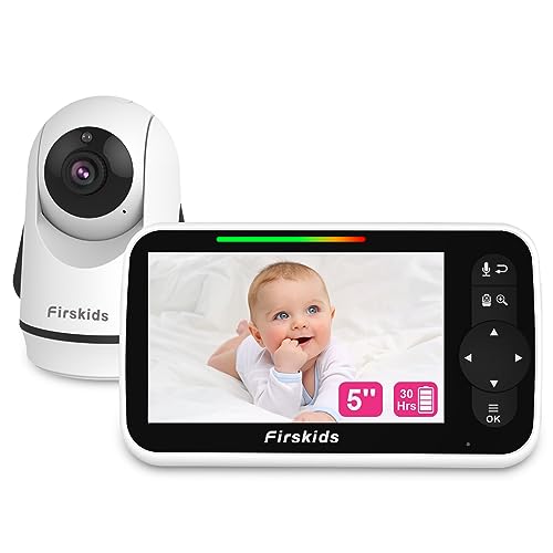 Firskids 5" Baby Monitor with 30Hour Battery Life, 1000ft Long Range Baby Monitor with Camera and Audio, Night Vision VOX Mode 2 Way Talk for Baby Elderly Indoor Monitoring