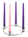 Elite Christmas Products Advent Candle Set. Made in The USA Self Fitting End. Premium Hand Dipped Candles, Dripless, 4 Pack - 3 Purple, 1 Pink