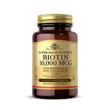 Solgar Biotin 10,000 mcg, 60 Vegetable Capsules - Energy, Metabolism, Promotes Healthy Skin, Nails & Hair - Super High Potency - Non-GMO, Vegan, Gluten Free, Dairy Free, Kosher - 60 Servings