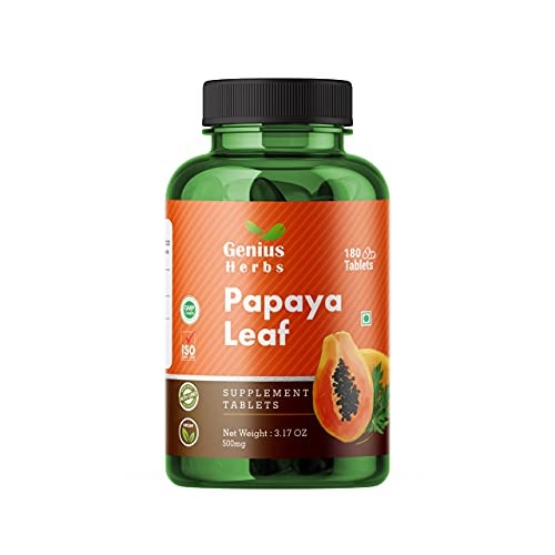 Genius Herbs Papaya Leaf Tablets 1000 mg | Carica Papaya Leaf Tablets| Boosts Immunity | Natural Detox | 30 Days Supply, 90 Count (Pack of 1)