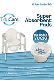 TidyCare Bedside Commode Absorbent Pads for Portable Toilet Chair Bucket and Bedpan | Value Pack of 40 Disposable Commode Pads for Adults in Medical Care | Universal Fit Portable Toilet Pads