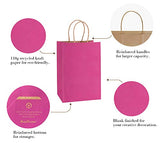 BagDream Kraft Paper Bags 100Pcs 5.25x3.75x8 Inches Small Paper Gift Bags with Handles Bulk, Paper Shopping Bags, Kraft Bags, Party Bags, Pink Gift Bags