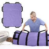 ZHEEYI Multipurpose 48" x 40" Positioning Bed Pad with Reinforced Handles - Reusable & Washable Patient Sheet for Turning, Lifting & Repositioning - Double-Sided Nylon Fabric, Purple