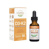 Vitamin D3 with K2 Liquid Drops, All Natural, Non GMO, 1208IU D3 and 25mcg K2 (MK7) Per Serving, Support Your Bones, Immune System and Energy Levels, with or Without Peppermint Oil…