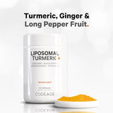 Codeage Organic Turmeric Supplement - 95% Curcumin Extract Pills - Liposomal Fermented Botanical Blend Black Pepper, Ashwagandha, Ginger, Stephania, Boswelia, Cumin, Digestive Bitters - 2 Pack