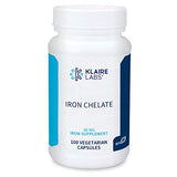 Klaire Labs Iron Bisglycinate Chelate Supplement - 30mg Ferrous Bisglycinate Chelate - Designed to be Well-Tolerated, Well-Absorbed & Gentle on Stomach - Hypoallergenic (100 Capsules)