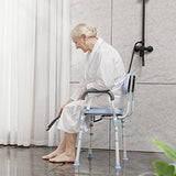 OasisSpace Padded Shower Chair with Back, Tool-Free Bath Chair for Inside Shower - Anti Slip Bathroom Chair Seat for Seniors with Detachable Armrest for Elderly, Senior, Handicap & Disabled